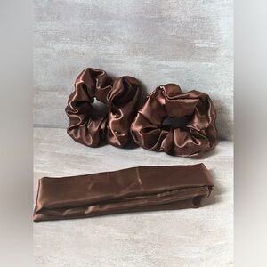 Elegant Brown Satin Hair Accessories Set